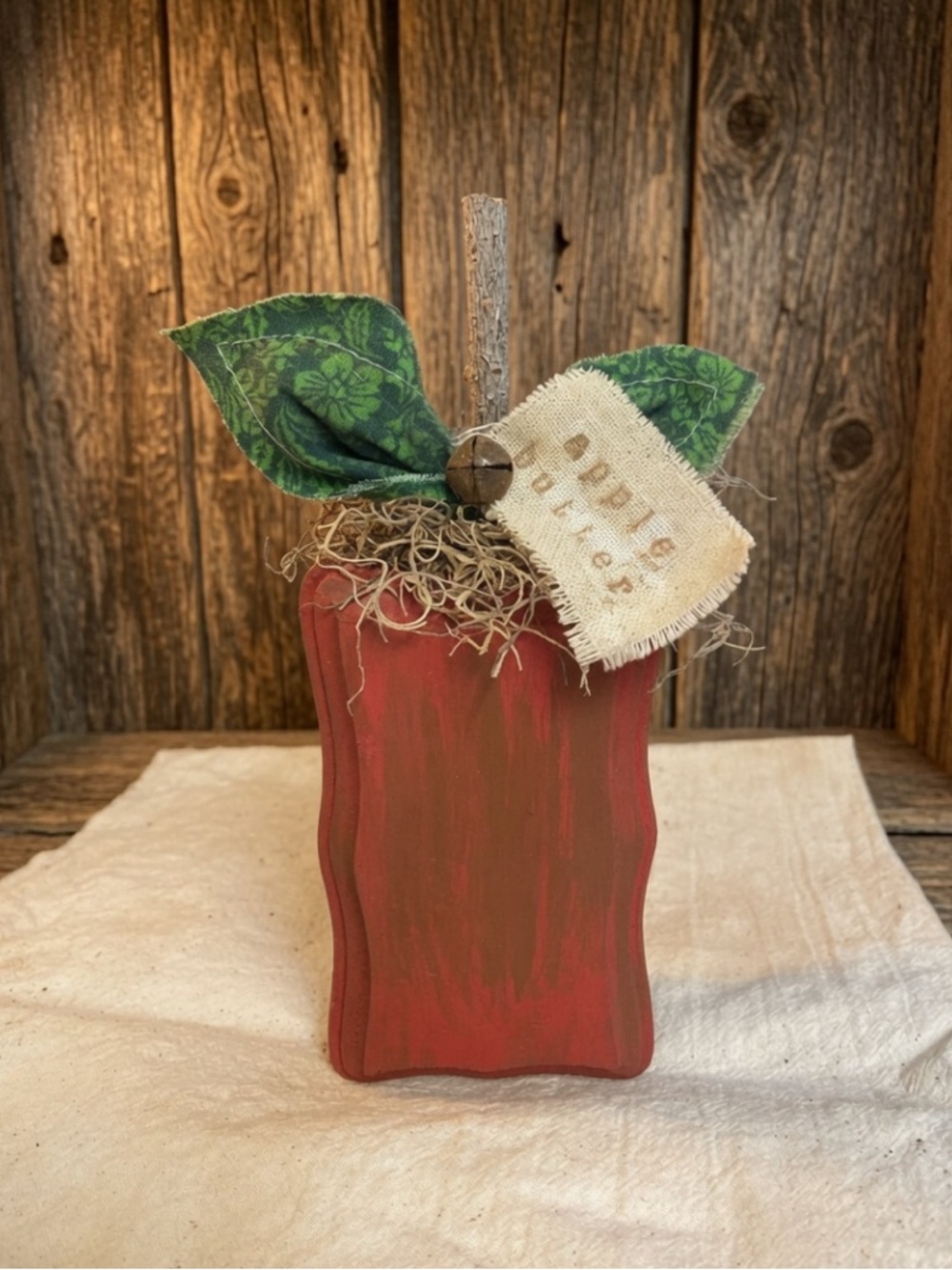 Rustic Apple Butter Wooden Shelf Sitter